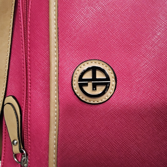 Giani Bernini Saffiano Pink and Tan Crossbody Bag - Picture 5 of 12